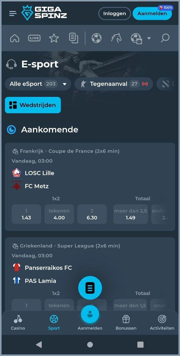 Virtuele sportweddenschappen in het digitale aanbod van Gigaspinz Casino